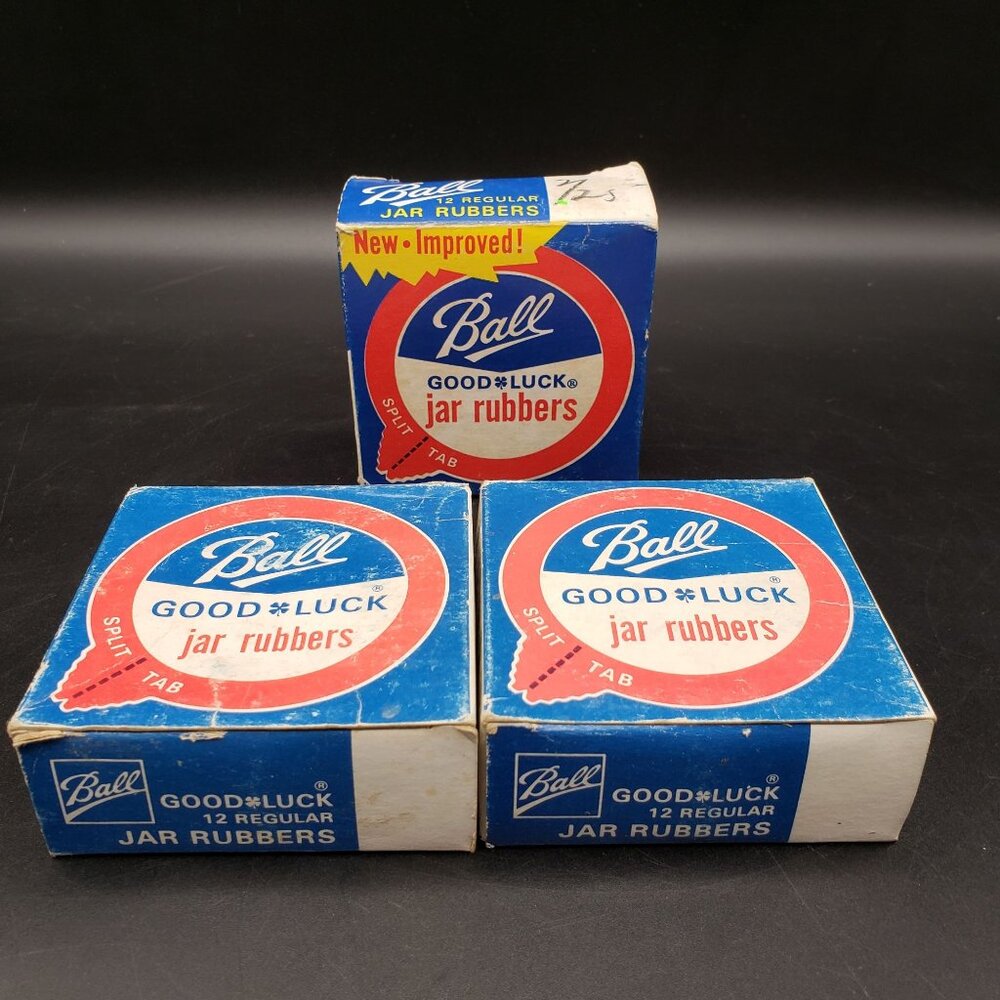 Vintage Ball Good Luck Jar Rubbers Split Tab 3 Boxes Regular